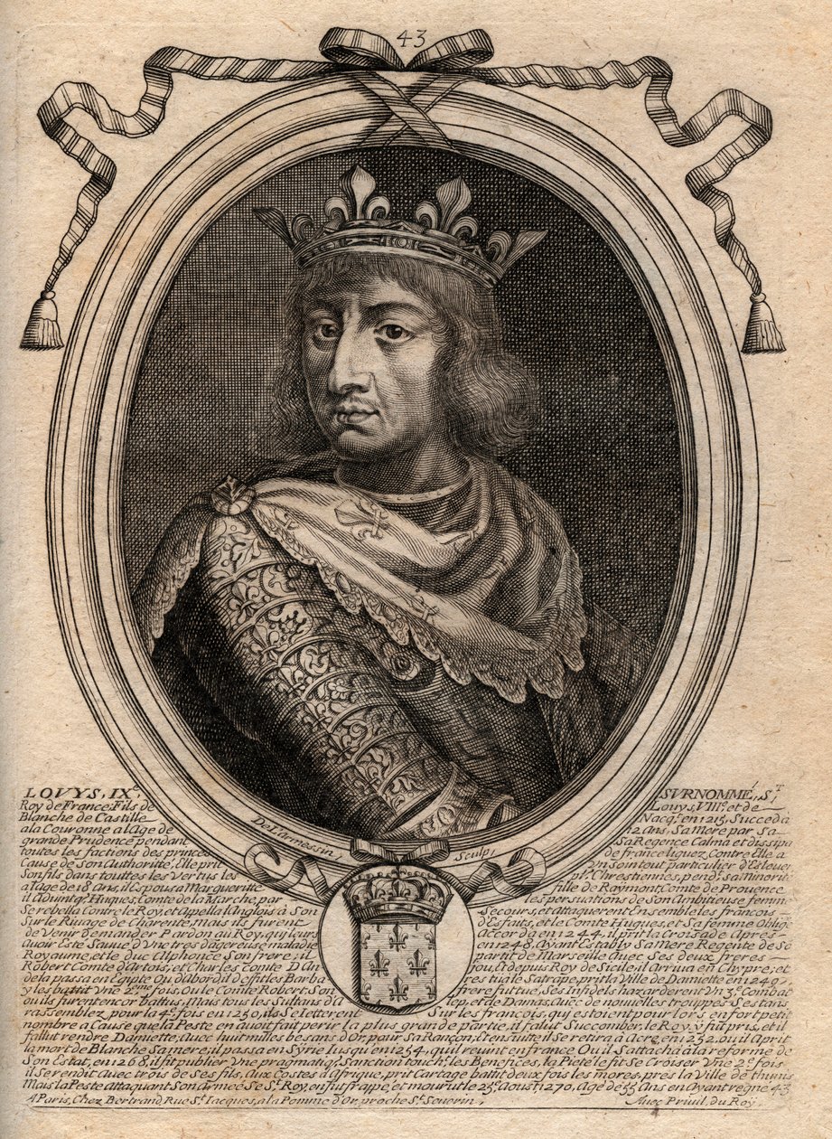 Ritratto di San Luigi (San Luigi, Luigi IX (1214-1270) - San Luigi IX (1214-70) re di Francia - Incisione da 