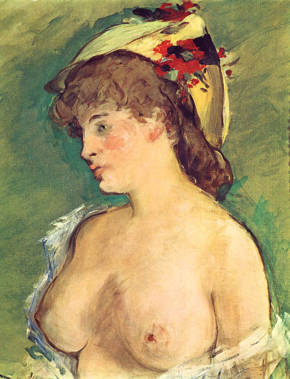 Donna bionda con seno nudo da Édouard Manet