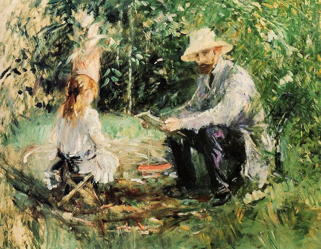 Eugène Manet e sua figlia in giardino da Édouard Manet