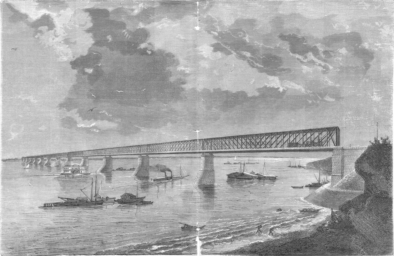 Ponte di Syzran (Ponte Alexandrowski) dopo la sua apertura nel 1880 da engraving by M. Rashevskiy Photo by N. Karazin