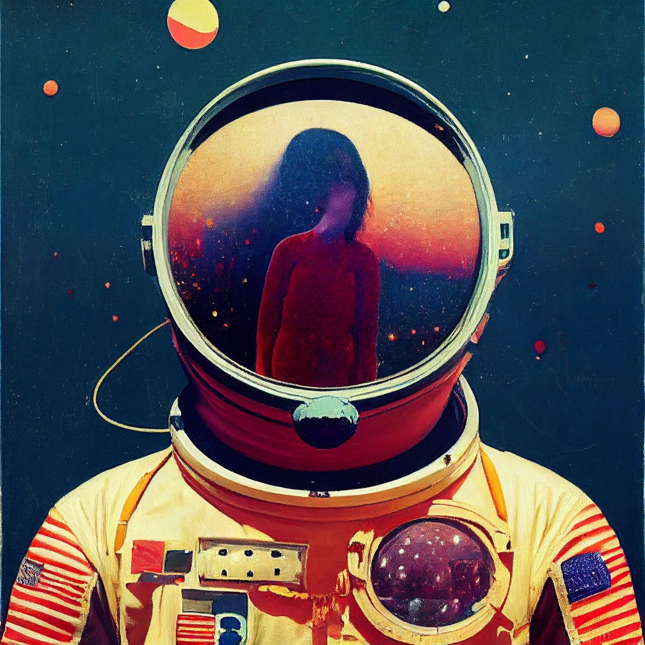 Astronauta astratto nello spazio da F. Abderrahim
