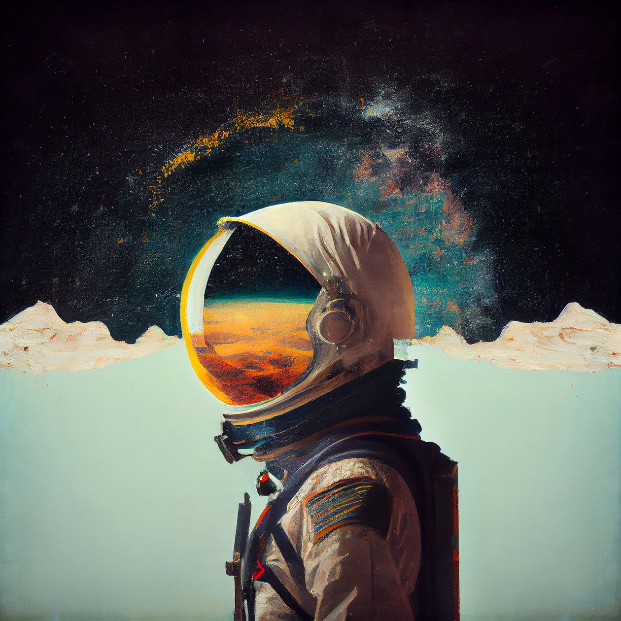 Astronauta solitario astratto nello spazio da F. Abderrahim