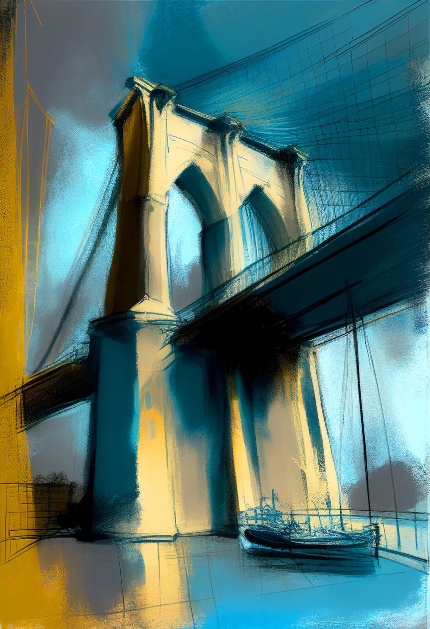 Schizzo astratto del ponte di Brooklyn da F. Abderrahim