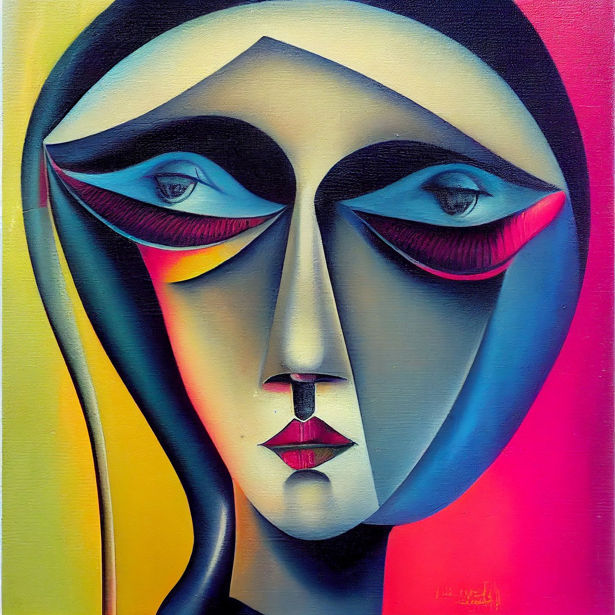 Surrealismo astratto, volto di donna da F. Abderrahim