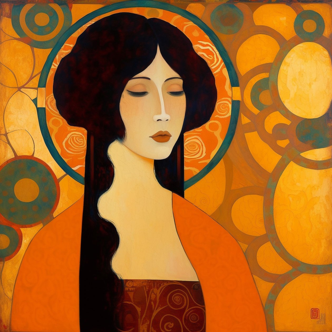 Ritratto di giovane donna giapponese con occhi chiusi da F. Abderrahim