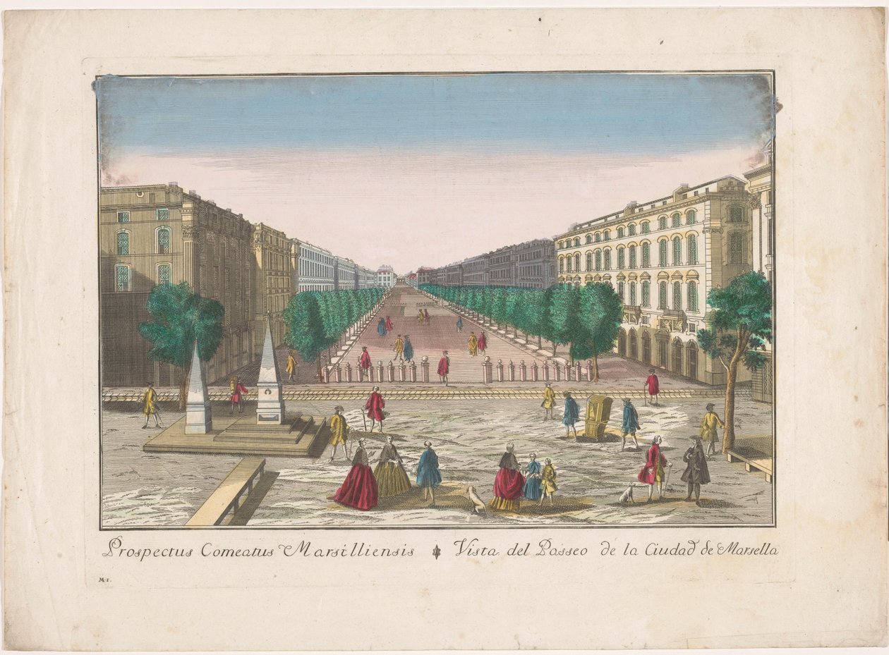 Vista su una passeggiata a Marsiglia da familie Remondini (attributed to)
