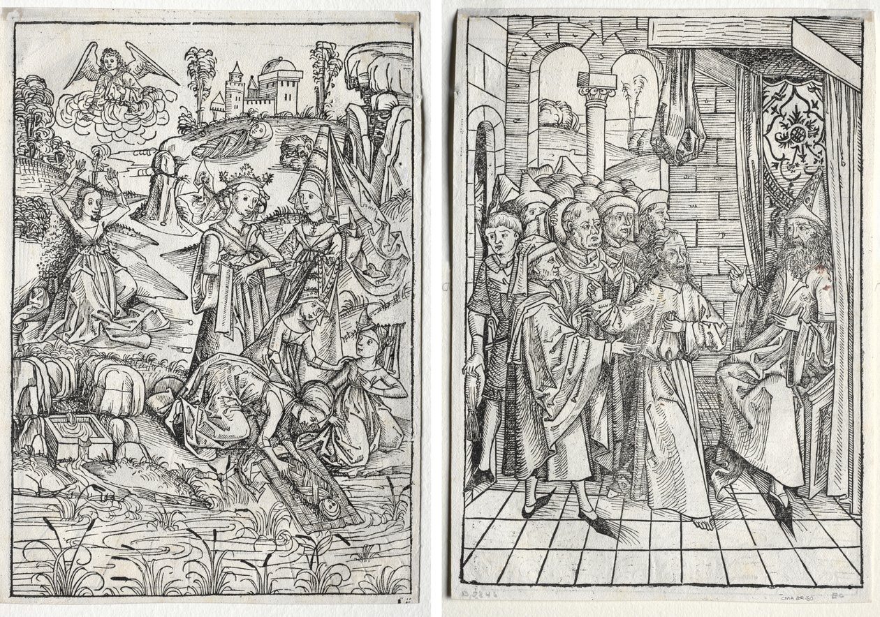Der Schatzbehalter: Mosè Trovato dalla Figlia del Faraone (recto); Der Schatzbehalter: Cristo davanti a Caifa (verso) da firm of Christophe Philippe Oberkampf