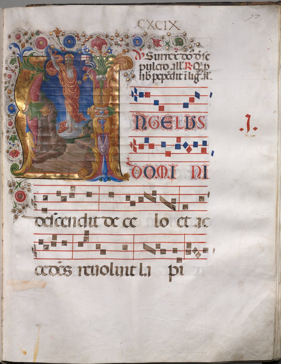 Antifonario: Iniziale A, Resurrezione da follower of Girolamo da Cremona