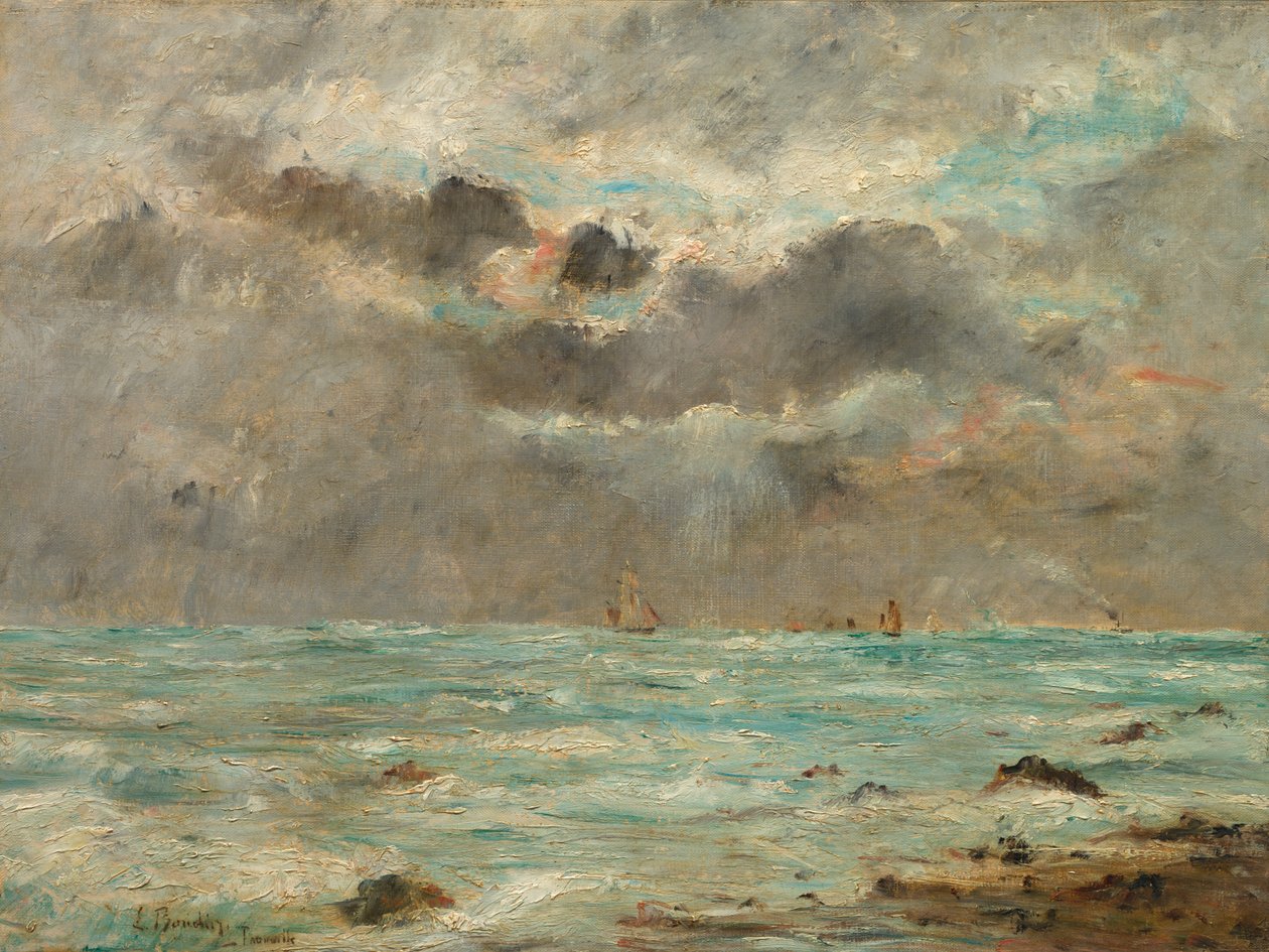 La costa a Trouville da imitator of Eugène Boudin