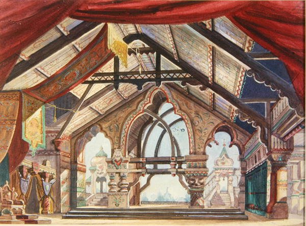 Scenografia per La fanciulla di neve di Rimsky-Korsakov da karl Fyodorovich Valz