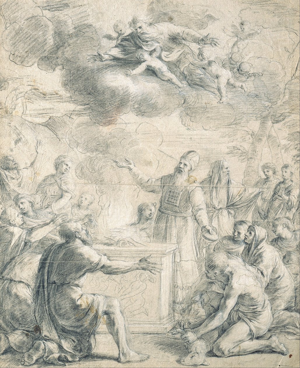 Il sacrificio di Aronne da known as Borgognone Guglielmo Cortese