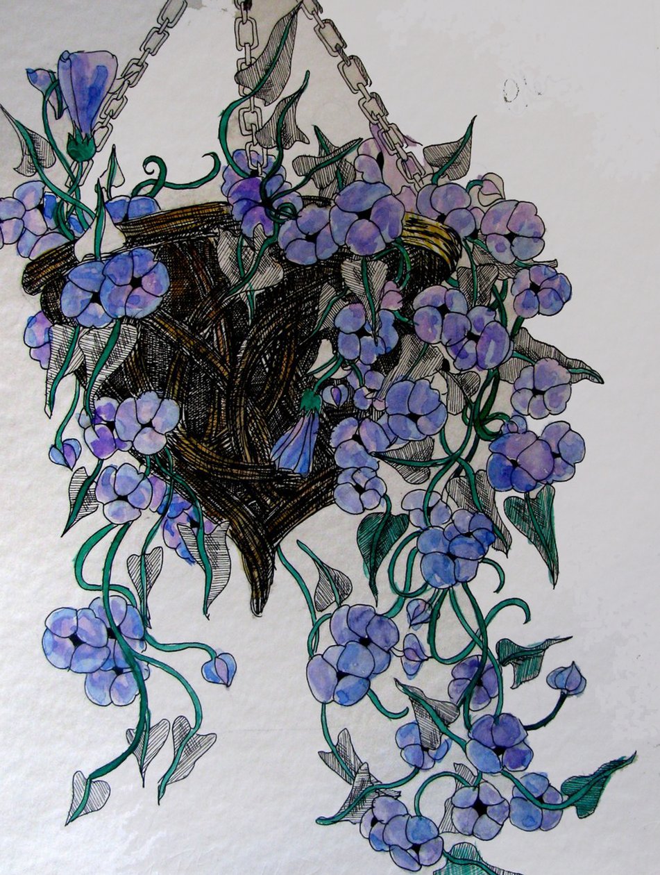 Fiori appesi, 2014 (acquerello, inchiostro) da linda arthurs