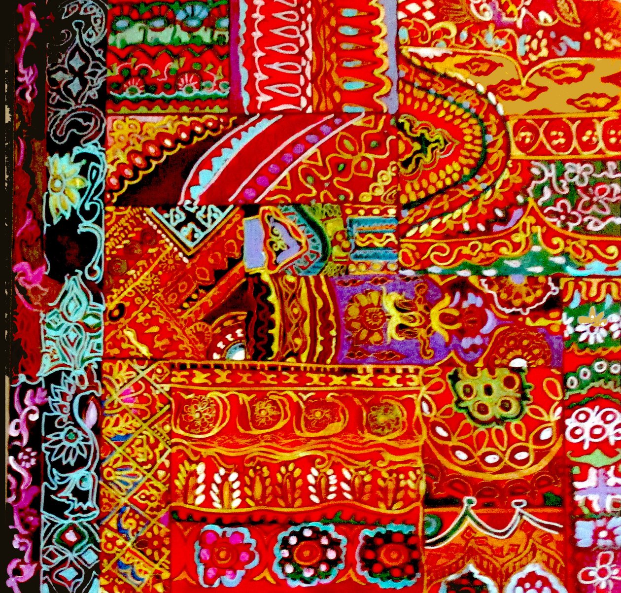 Ricamo Kutch, 2017 (misto, acrilico, inchiostro, olio) da linda arthurs