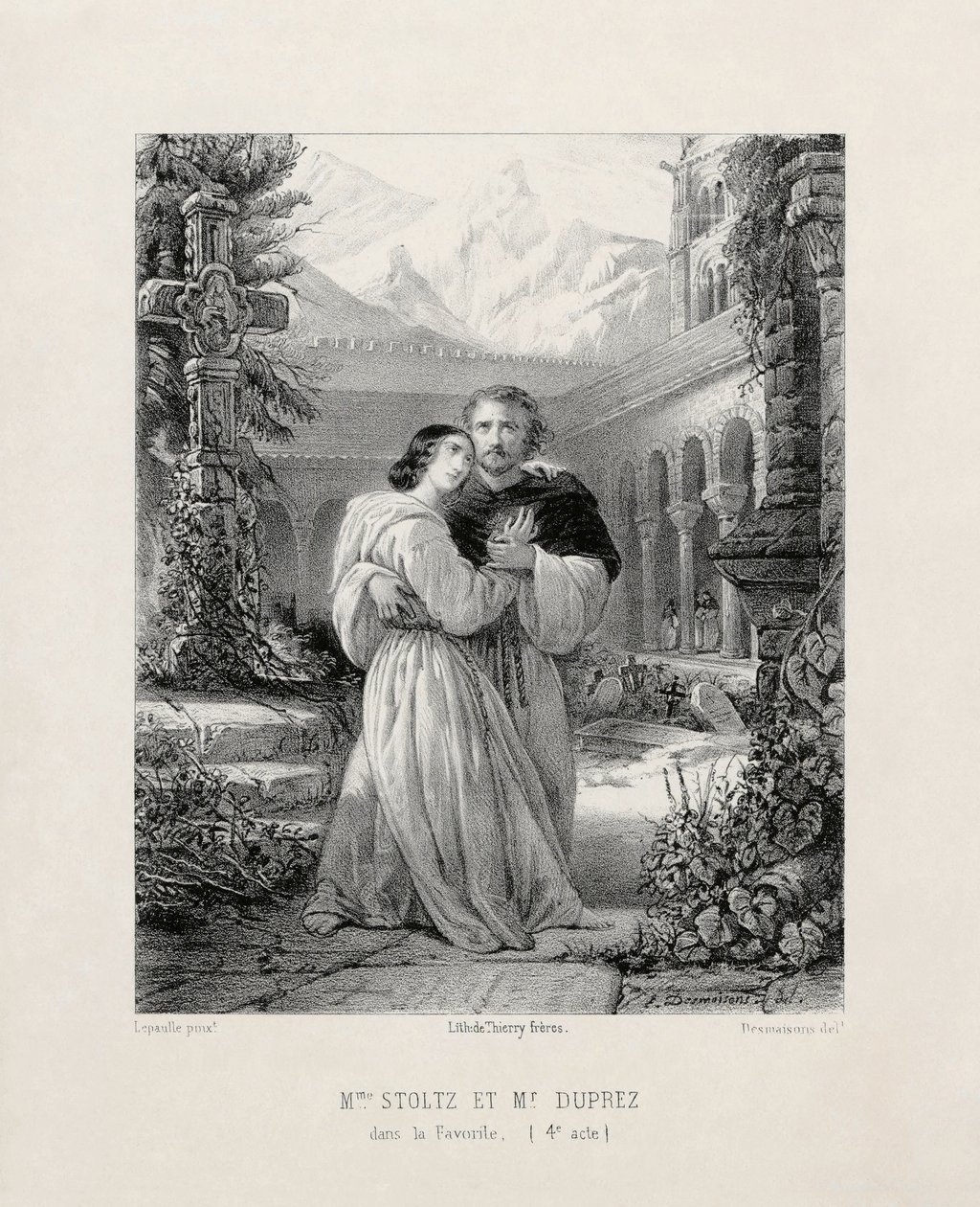 Gilbert Duprez (1806-1896) come Fernando e Rosine Stoltz (1815-1903) come Leonor de Guzmán nell