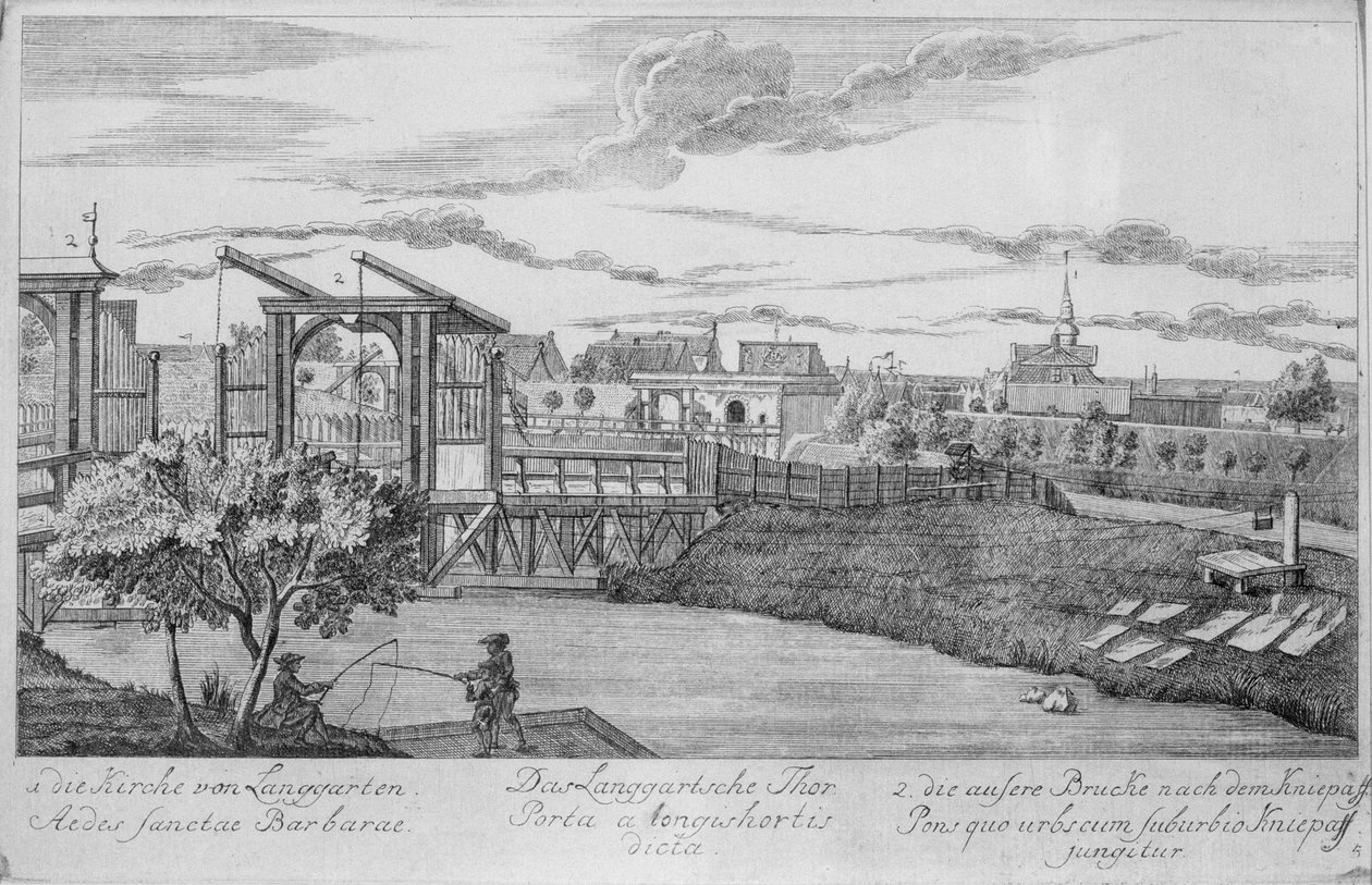 Porta della città a Danzica che mostra i Giardini Lunghi, da 