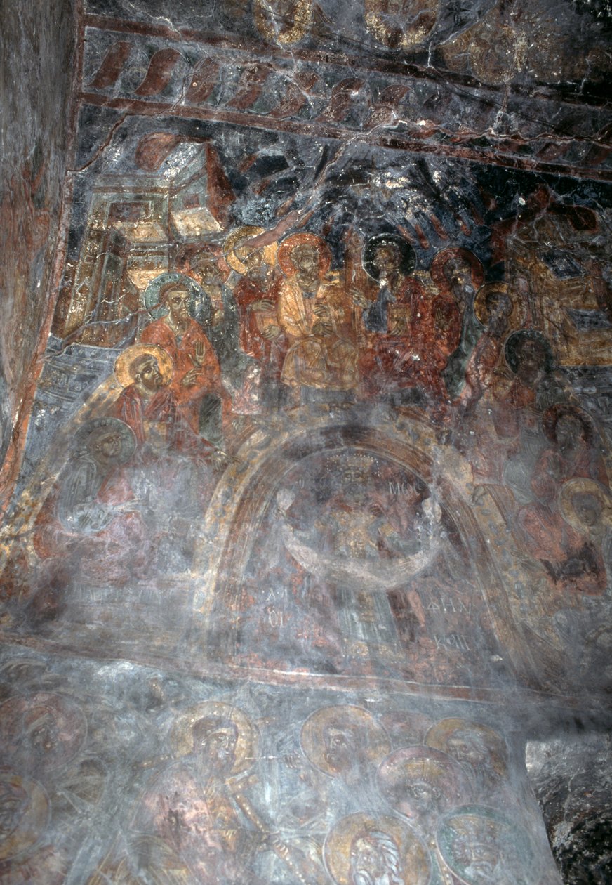 Santi, affresco sul soffitto della chiesa di Agia Paraskevi, Anisaraki, Creta, Grecia da Theodore Charles Ange Coquelin