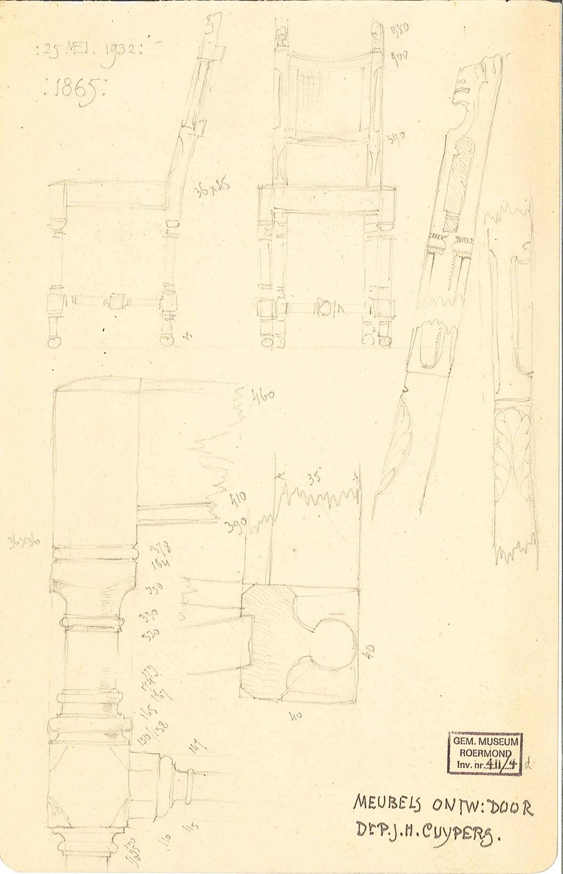 Mobili progettati dal Dr. P.J.H. Cuypers da Pierre Cuypers