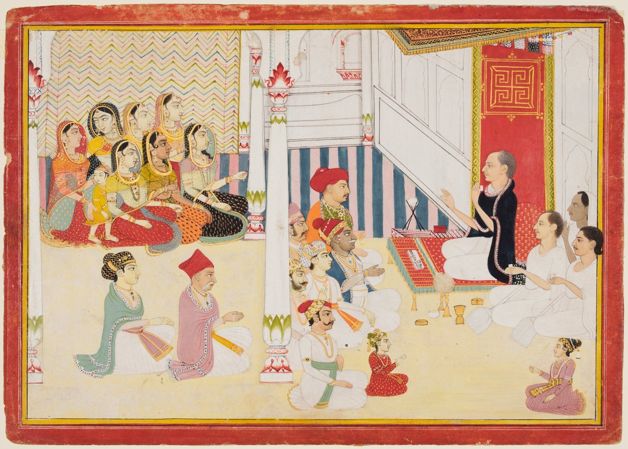 Insegnante Svetambara Jain che dà istruzioni da possibly by Sahib Ram