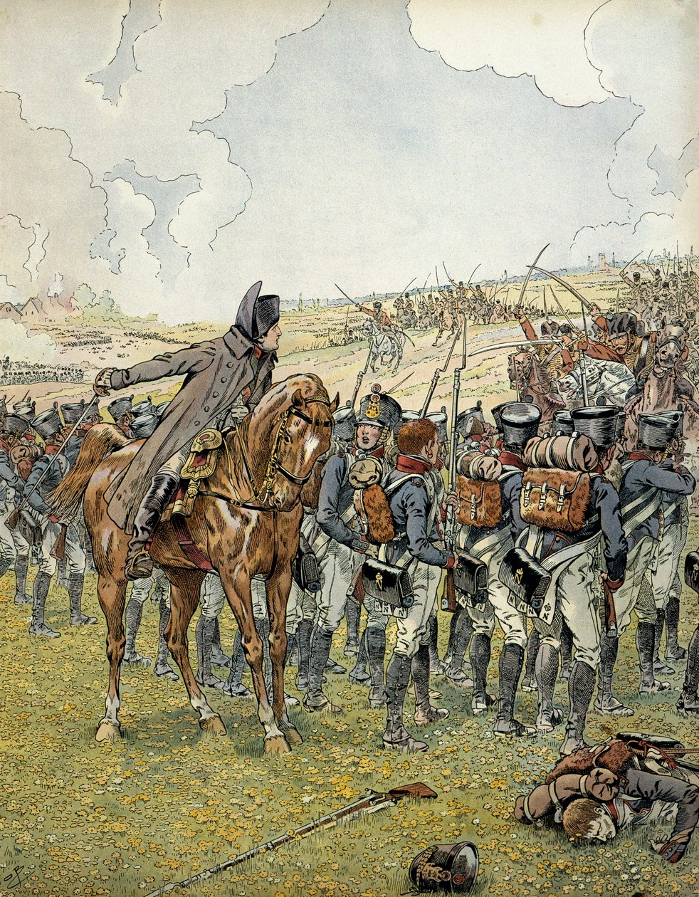 Campagna tedesca del 1813: Napoleone I Bonaparte alla battaglia di Lutzen il 2 maggio 1813 da pseudonym for Onfray de Breville Jacques Job