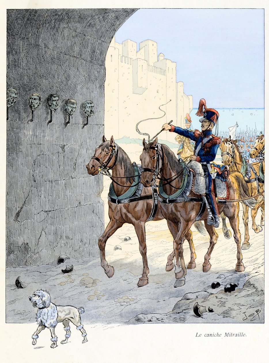 Illustrazione dal libro A la gloire des betes, testo di A Fabre, disegni di Jacques Marie Gaston Onfray de Breville dit JOB: Il barboncino Mitraille da pseudonym for Onfray de Breville Jacques Job