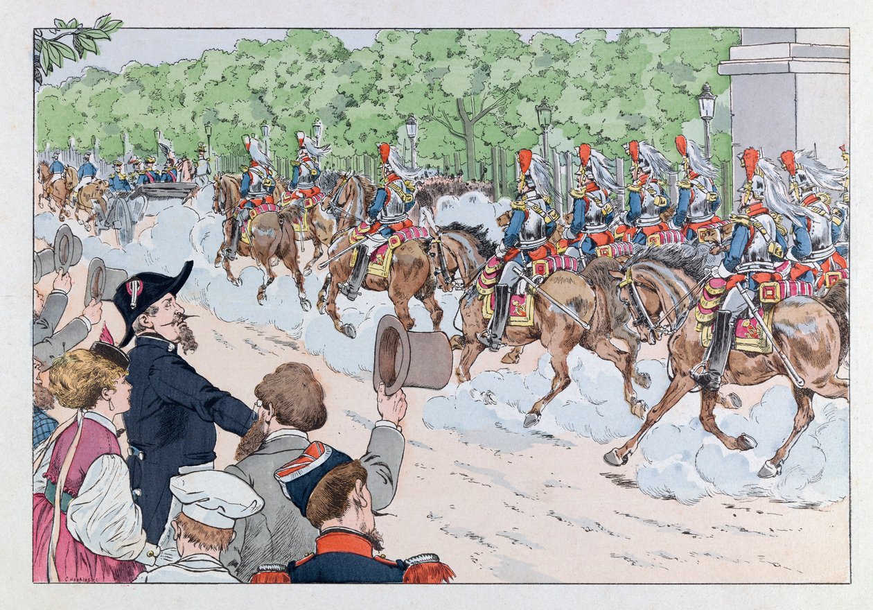 Jacques Marie Gaston Onfray de Breville detto JOB (1858 - 1931); Illustrazione dal libro Les épées de France: Scorta dell