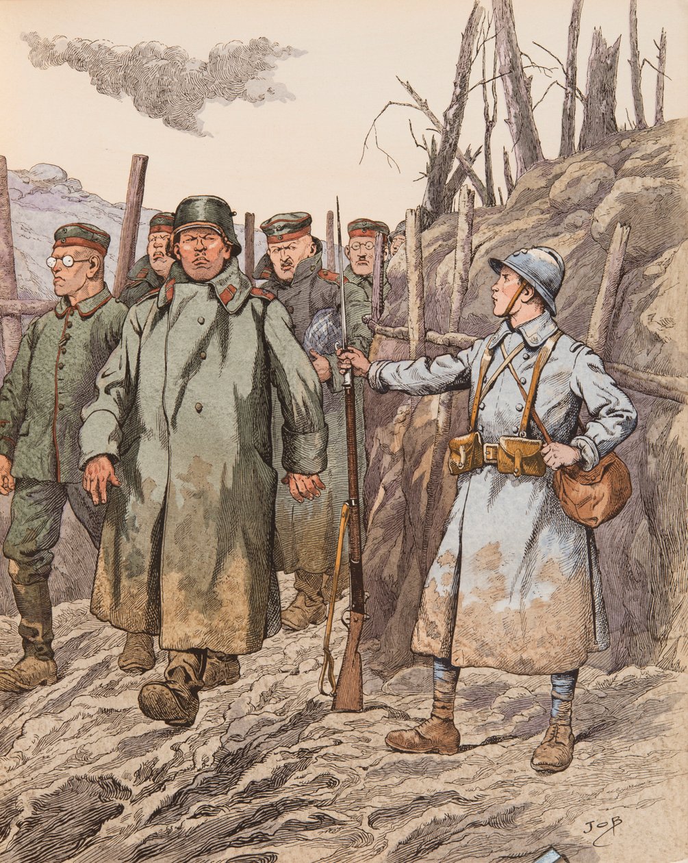 Mirtillo (giovane recluta che sorveglia prigionieri tedeschi durante la Prima Guerra Mondiale) da pseudonym for Onfray de Breville Jacques Job