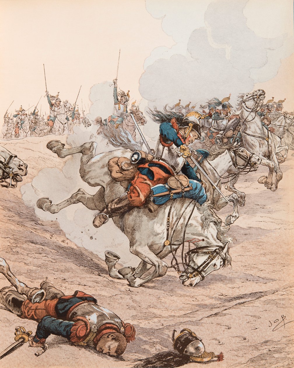 Carica delle corazzate alla Battaglia di Reichshoffen nel 1870 da pseudonym for Onfray de Breville Jacques Job