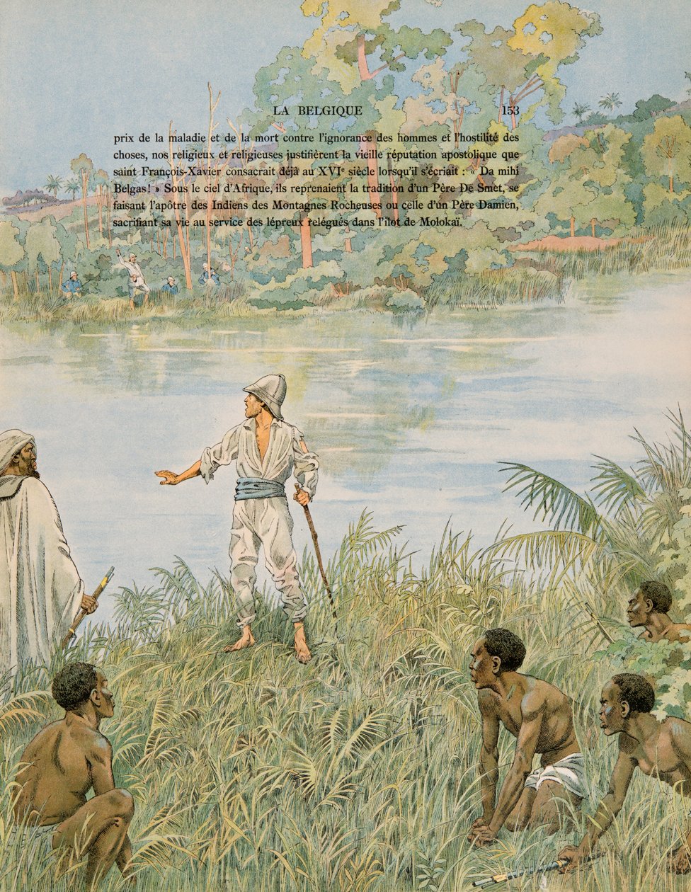 Storia del Belgio: sergente Henri de Bruyne (1868-1892) e tenente Joseph Lippens (morto 1892) sulle rive della Lomami in Congo nel 1889 da pseudonym for Onfray de Breville Jacques Job
