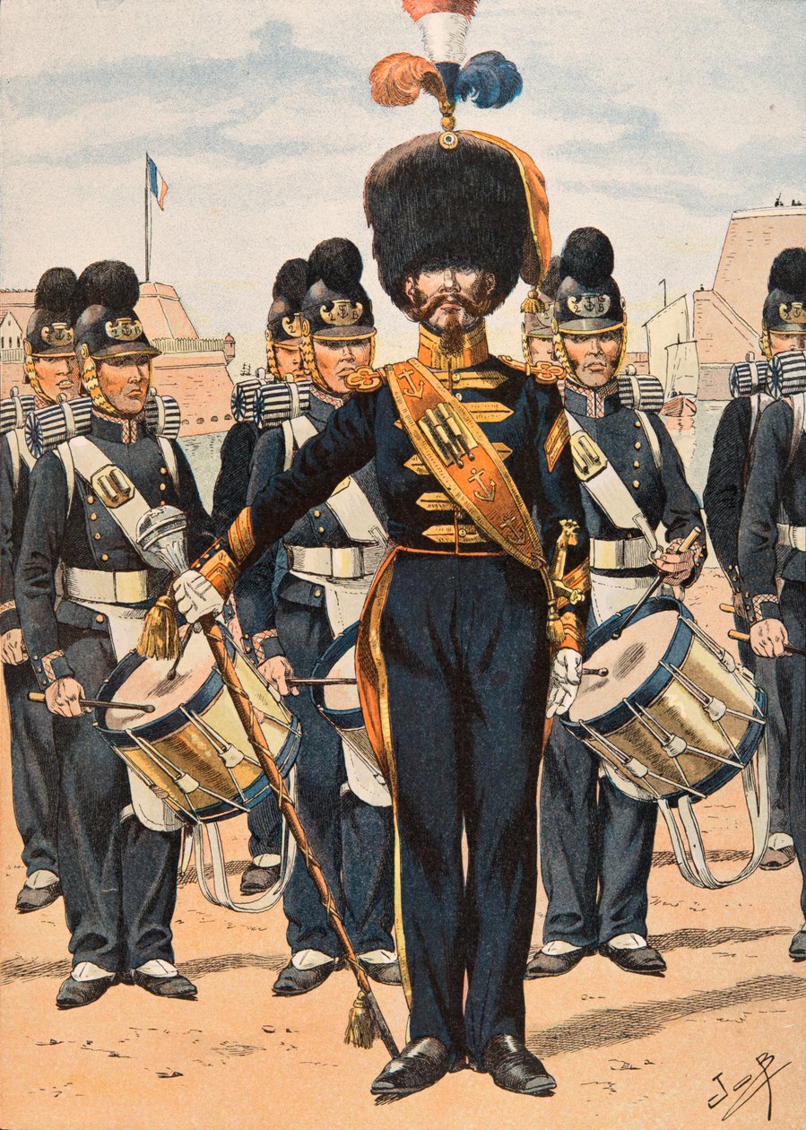 Jacques Marie Gaston Onfroy de Breville dit JOB - Uniforme delle truppe francesi di tutti i tempi: Tamburino Maggiore delle Squadre della Flotta (1837), Collezione Privata da pseudonym for Onfray de Breville Jacques Job