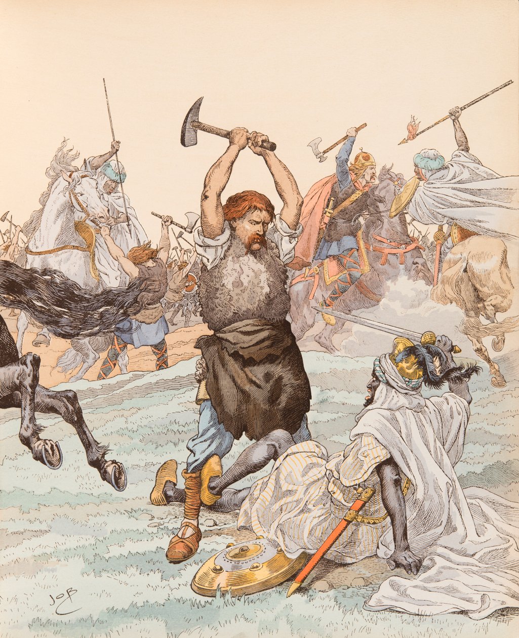 Jacques Marie Gaston Onfroy de Breville detto JOB - Il fabbro di Poitiers durante la battaglia di Poitiers nel 732 da pseudonym for Onfray de Breville Jacques Job