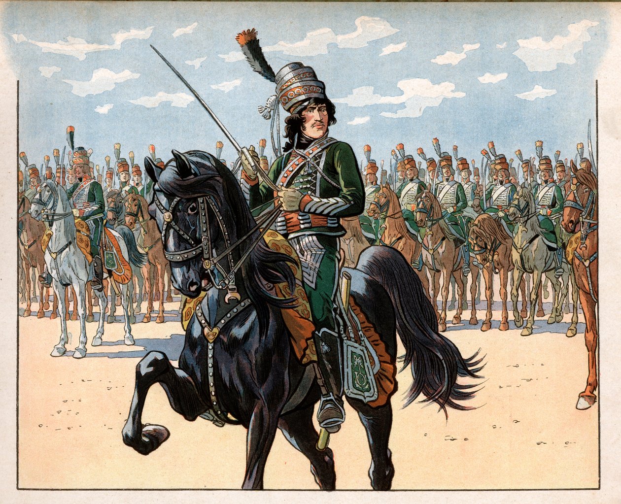 Joachim Murat allora colonnello durante la campagna italiana. Incisione di Jacques Marie Gaston Onfray de Breville detto Job da pseudonym for Onfray de Breville Jacques Job
