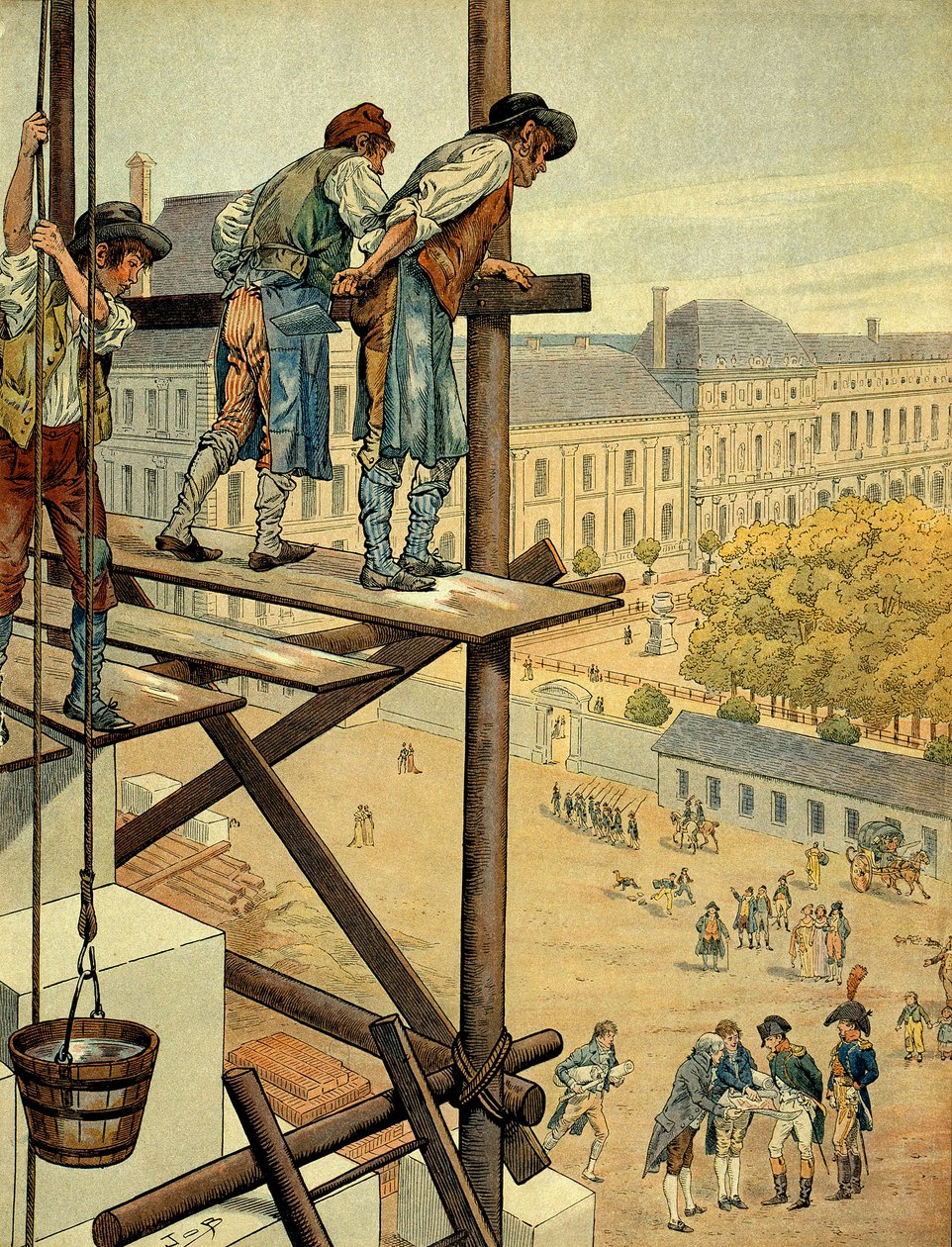 Napoleone I Bonaparte (1769-1821) attento ai lavori architettonici e urbani della connessione tra il Louvre e il Palazzo delle Tuileries a Parigi con la Place e Rue de Rivoli iniziati nel 1802 e recut il nome della battaglia che ebbe luogo da pseudonym for Onfray de Breville Jacques Job