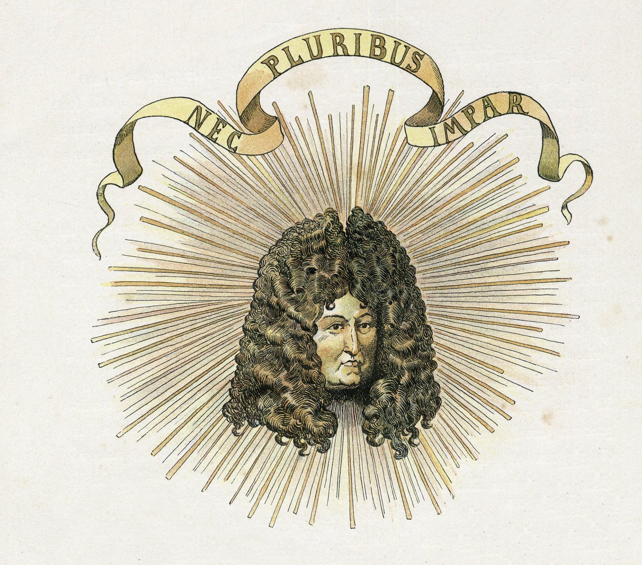 Ritratto del re Luigi XIV (1638-1715) con il suo motto in latino 