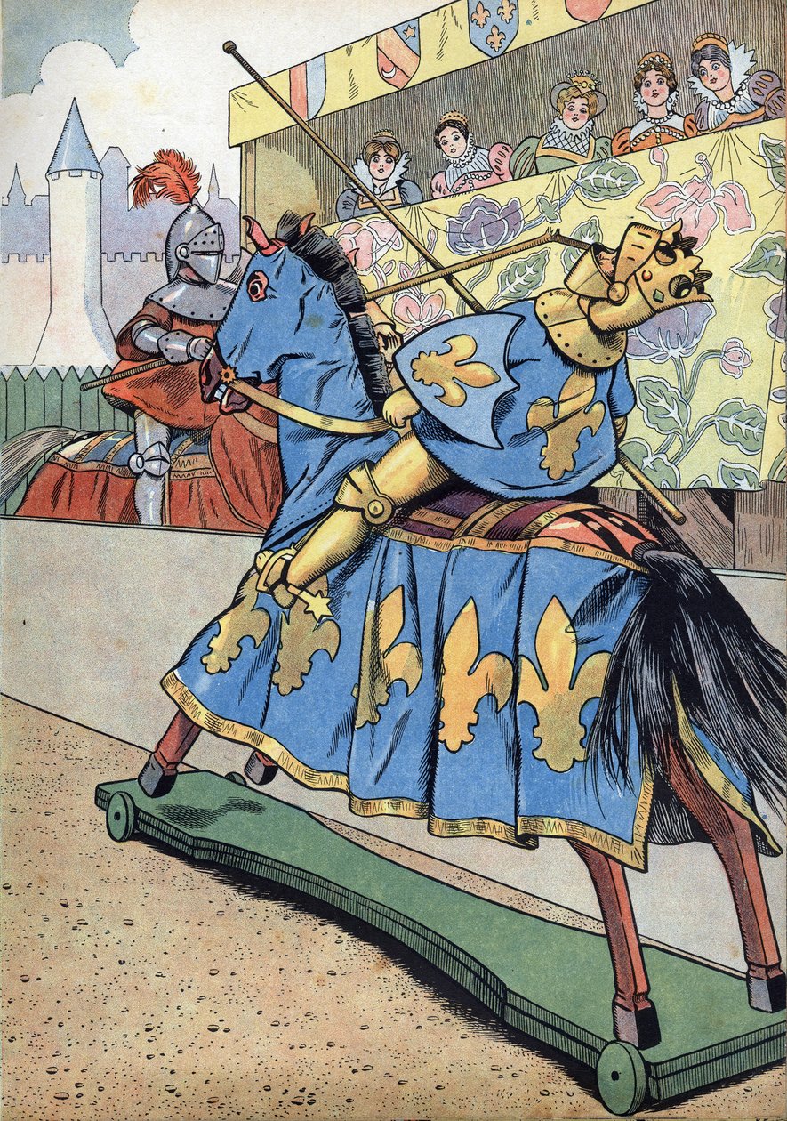 Scena della storia della Francia in giocattoli: La morte del re di Francia Enrico II (1519-1559). Il giorno del matrimonio di sua figlia Elisabetta con Filippo II di Spagna, 30 giugno da pseudonym for Onfray de Breville Jacques Job