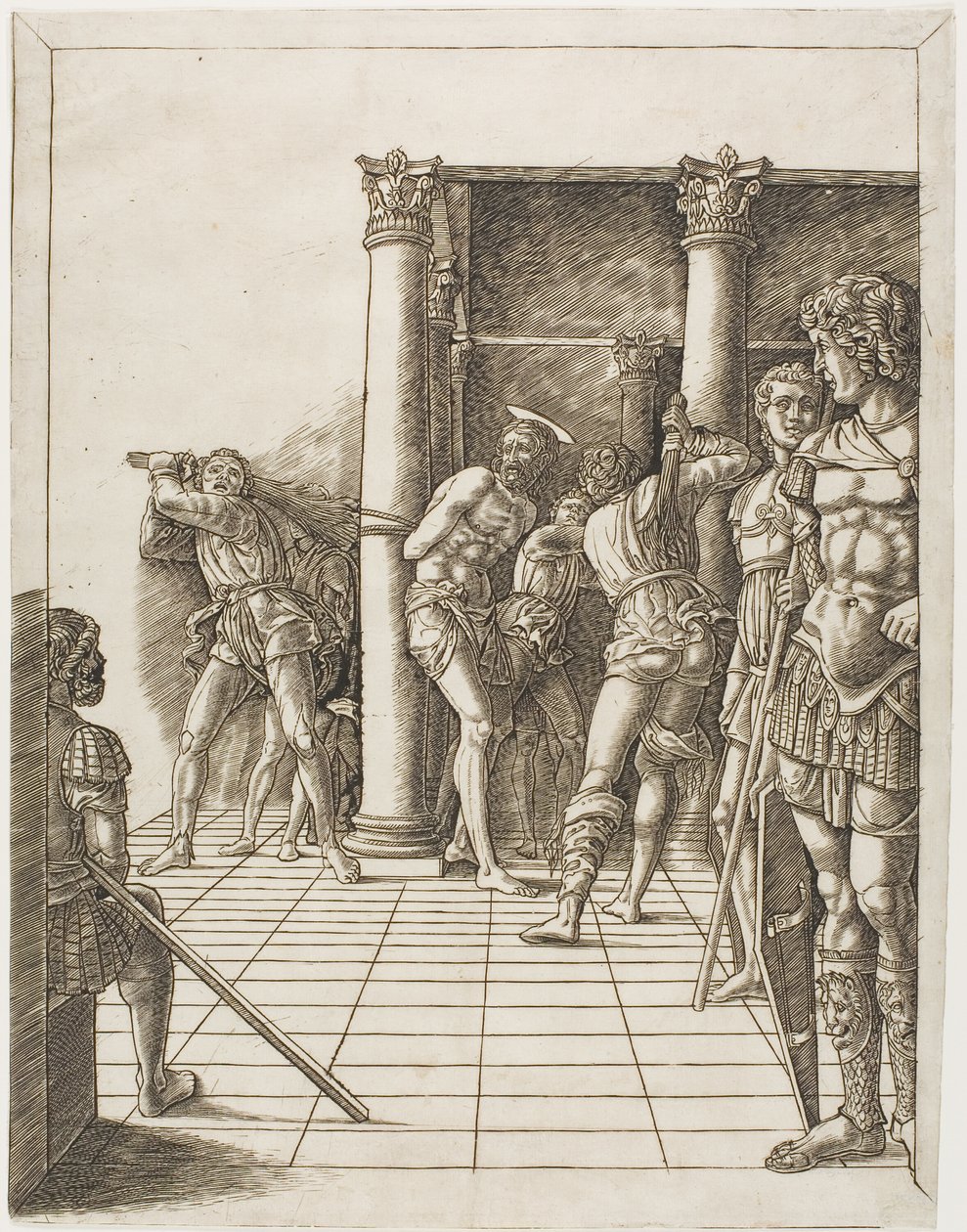 La Flagellazione di Cristo, con il Pavimento da school of Andrea Mantegna