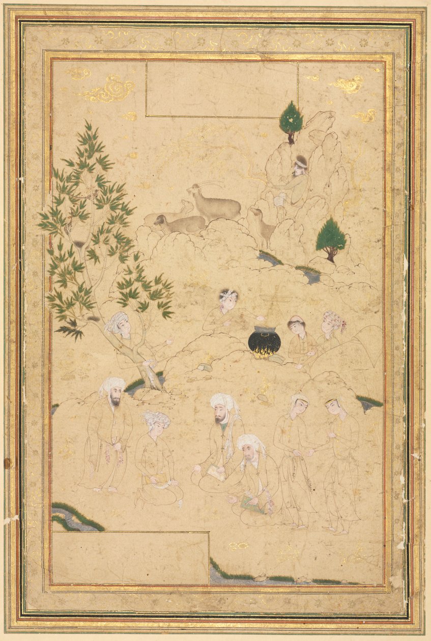 Picnic in montagna; Illustrazione a pagina singola da style of Muhammadi
