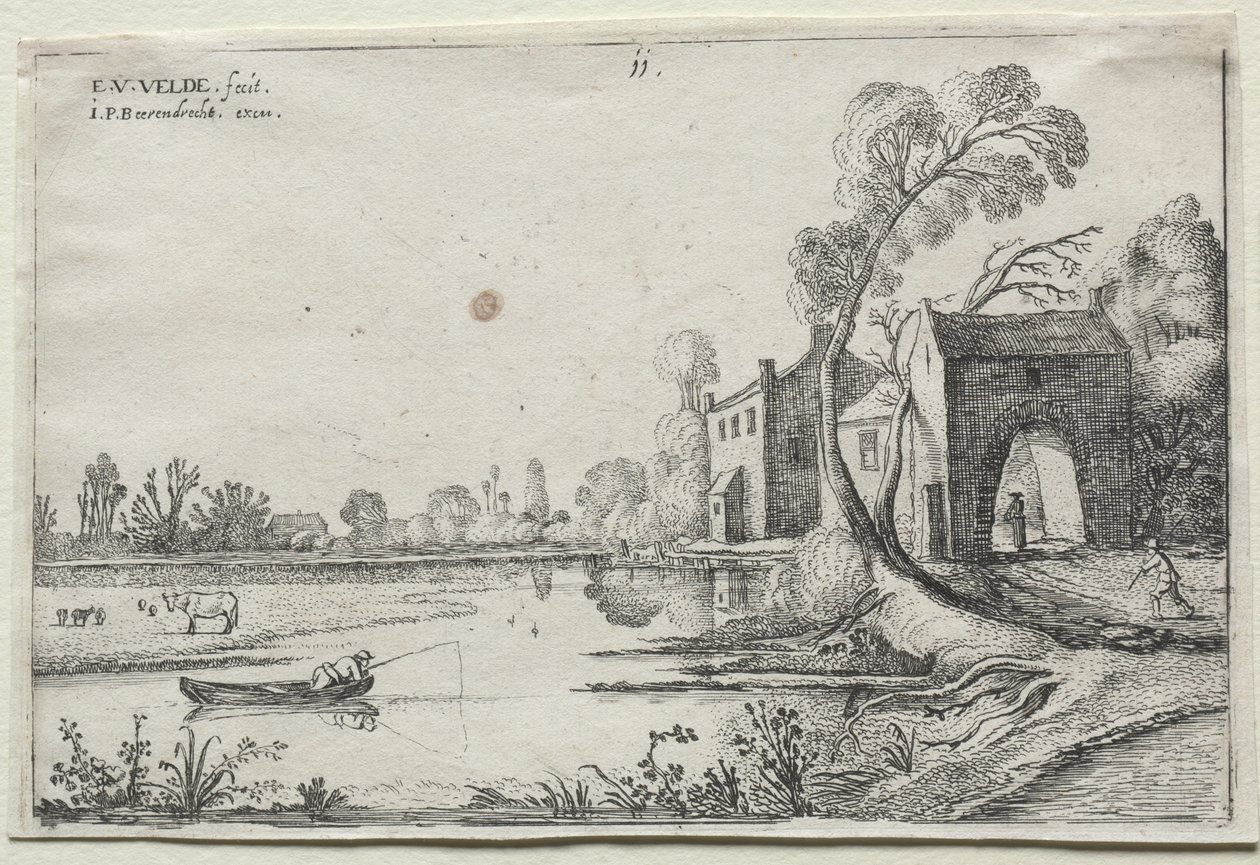 Paesaggio con un fiume e una portineria, 1614 da van de Velde Esaias