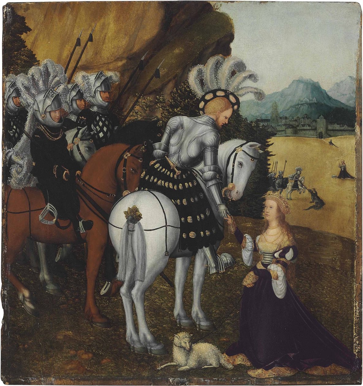 Imperatore Massimiliano I come San Giorgio da workshop of Lucas Cranach the Elder