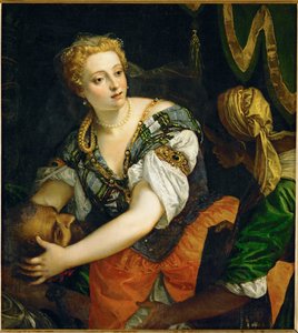 Giuditta con la testa di Oloferne ... (olio su tela)