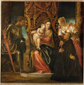 Santa Maria e Gesù tra San Giorgio e Santa Giustina con un monaco benedettino inginocchiato ...