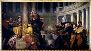 Gesù parla ai dottori. Dipinto di Paolo Veronese (1528-1588) da Veronese