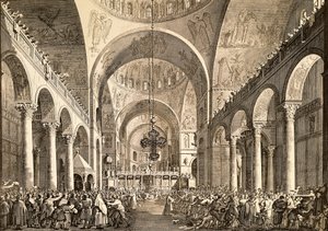 Festa veneziana, il nuovo Doge di Venezia presentato al popolo nella Basilica di San Marco da (1697 1768) Canaletto