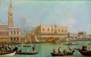 Il Molo con il Palazzo Ducale del bacino di San Marco. Veduta di Venezia, Palazzo Ducale e Piazza San Marco presa dal Canal Grande