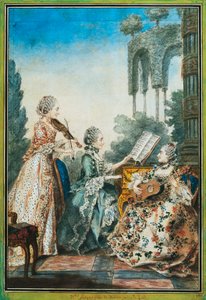 Le tre figlie del compositore Joseph-Nicolas-Pancrace Royer che eseguono la musica del balletto Zaide da Carmontelle