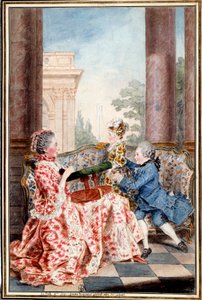 La bella Madame Caze, moglie del fattore generale e i suoi figli da Carmontelle