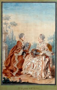 Madame de Julienne e Madame de Serre che fanno musica ad acquerello da Carmontelle