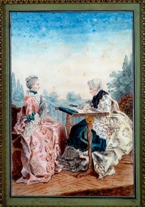 Mademoiselle Melin e Mademoiselle de Laleu che fanno arazzi da Carmontelle