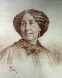 Ritratto della donna di lettere George Sand (1804-1876) Aurore Dupin, Baronessa Dudevant Disegno di Rene Jouhan (1835-?) da una fotografia di Nadar da Nadar