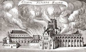 Vecchia cattedrale di St. Paul, Londra, Inghilterra, distrutta dal fuoco nel 1666, da 