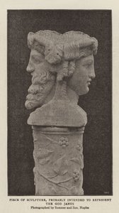 Pezzo di scultura, probabilmente destinato a rappresentare il dio Giano (foto in bianco e nero)